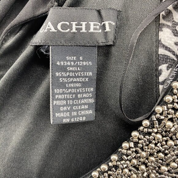 EUC Cachet Beaded Neck Keyhole Back Drop Waist Black Dress. Formal, Prom. Size S - Picture 10 of 10